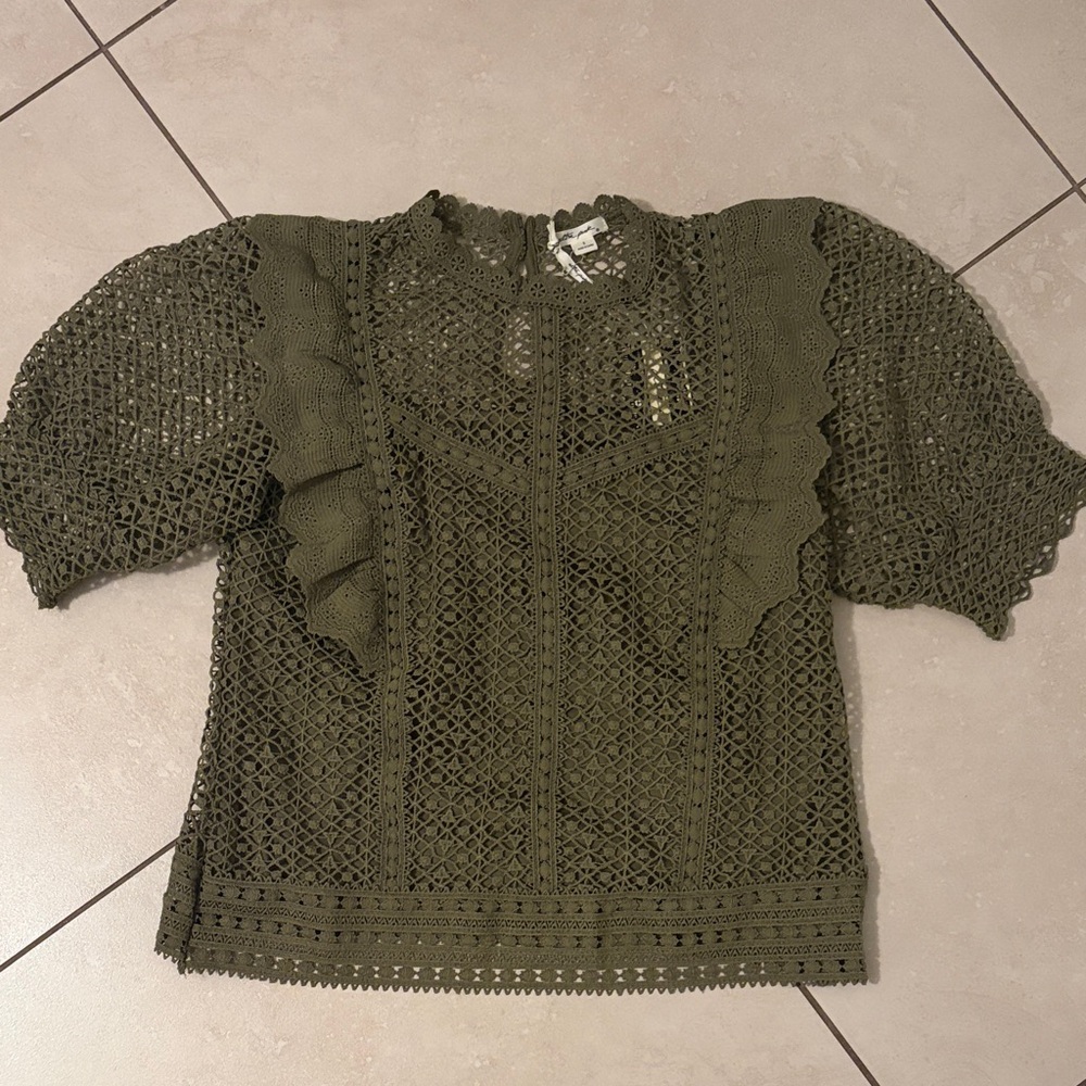 Ultra Pink Olive Crochet Blouse